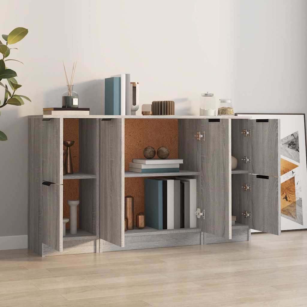 Sideboards 3 pcs Grey Sonoma Engineered Wood