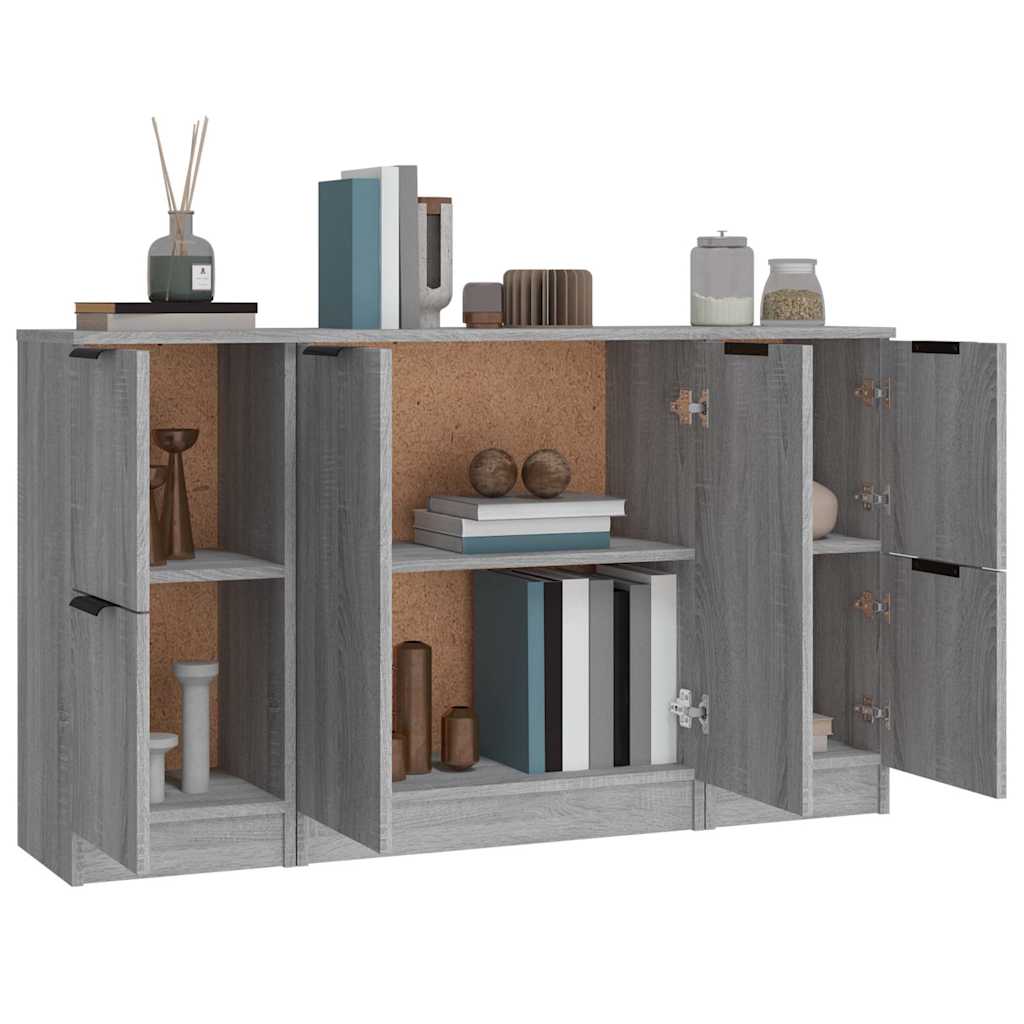 Sideboards 3 pcs Grey Sonoma Engineered Wood