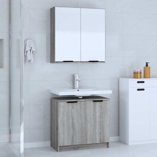2 Piece Bathroom Cabinet Set Grey Sonoma Engineered Wood