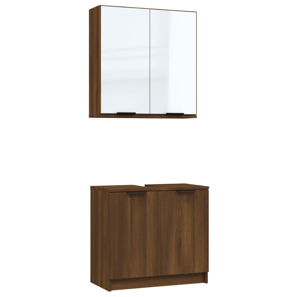 vidaXL 2 Piece Bathroom Cabinet Set Brown Oak Engineered Wood