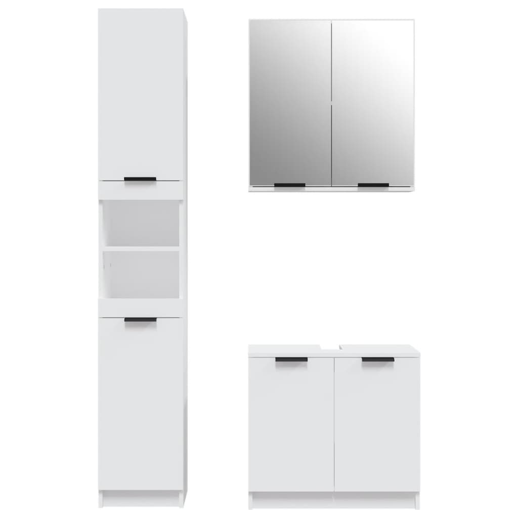 vidaXL 3 Piece Bathroom Cabinet Set White Engineered Wood