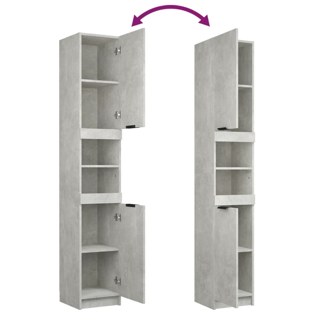 vidaXL 3 Piece Bathroom Cabinet Set Concrete Grey Engineered Wood