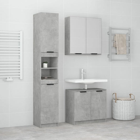 vidaXL 3 Piece Bathroom Cabinet Set Concrete Grey Engineered Wood