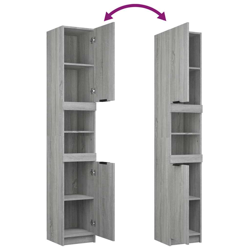 4 Piece Bathroom Cabinet Set Grey Sonoma Engineered Wood