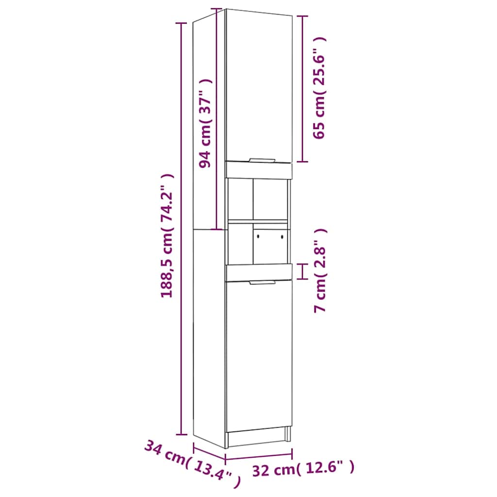 4 Piece Bathroom Cabinet Set Grey Sonoma Engineered Wood