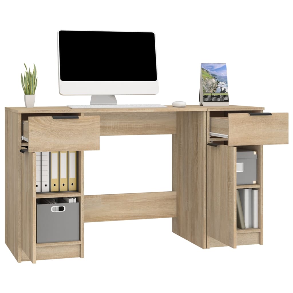 vidaXL Desk with Side Cabinet Sonoma Oak Engineered Wood