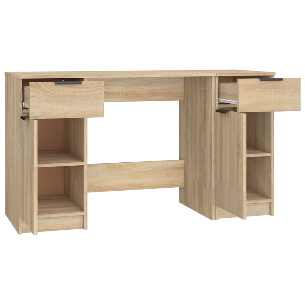 vidaXL Desk with Side Cabinet Sonoma Oak Engineered Wood