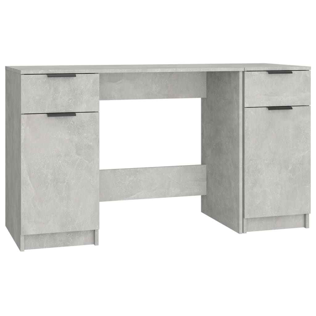 vidaXL Desk with Side Cabinet Concrete Grey Engineered Wood