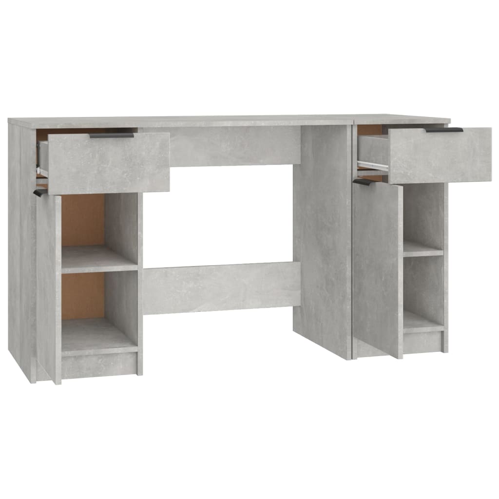 vidaXL Desk with Side Cabinet Concrete Grey Engineered Wood