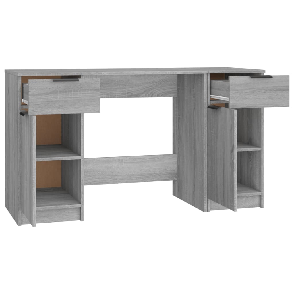 vidaXL Desk with Side Cabinet Grey Sonoma Engineered Wood