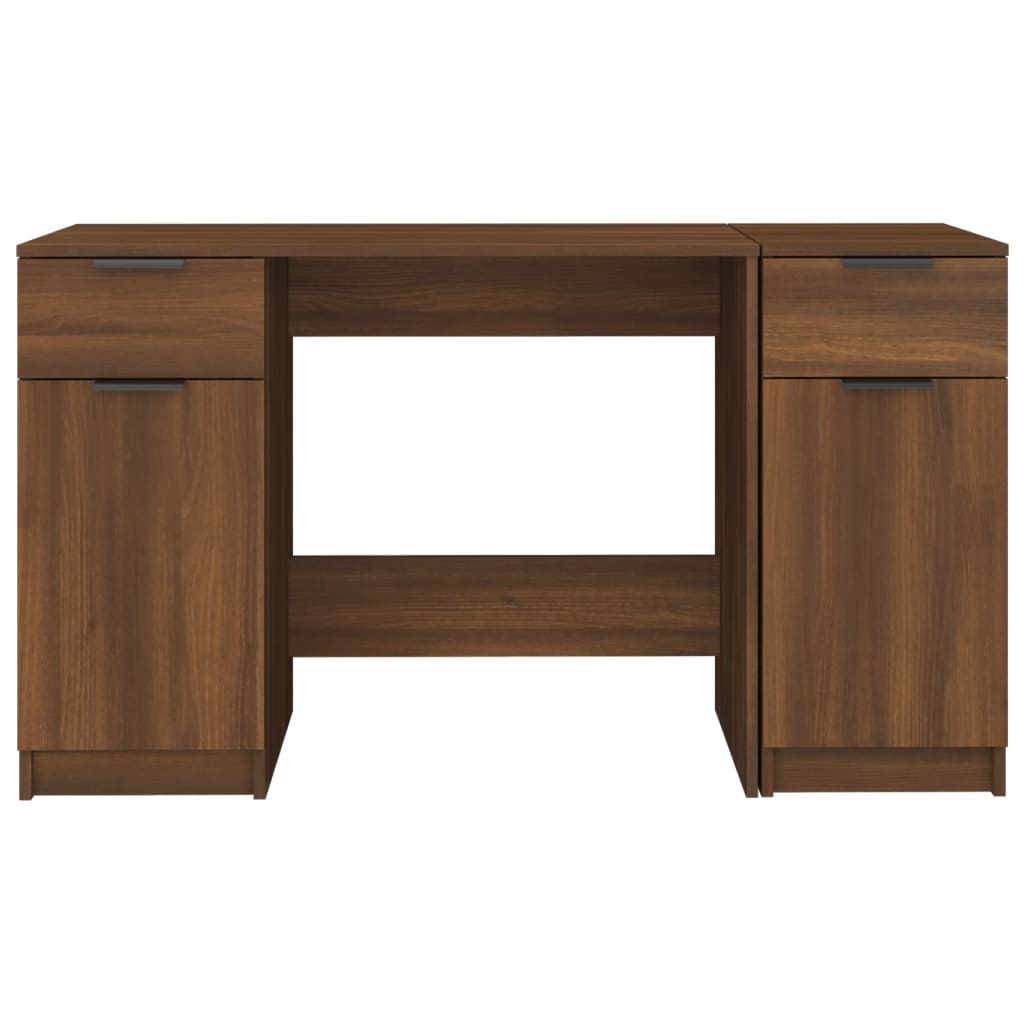 vidaXL Desk with Side Cabinet Brown Oak Engineered Wood