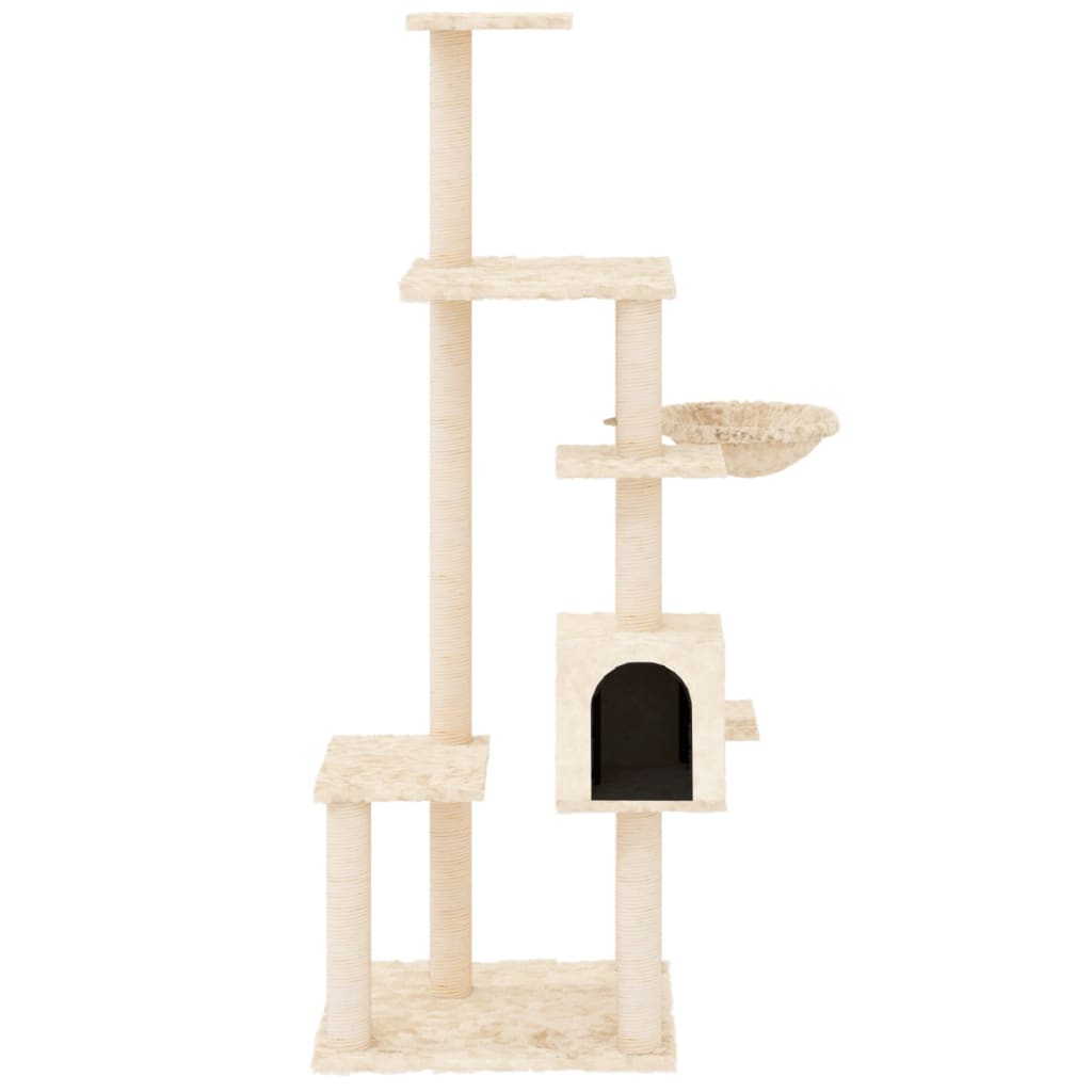 vidaXL Cat Tree with Sisal Scratching Posts Cream 142 cm