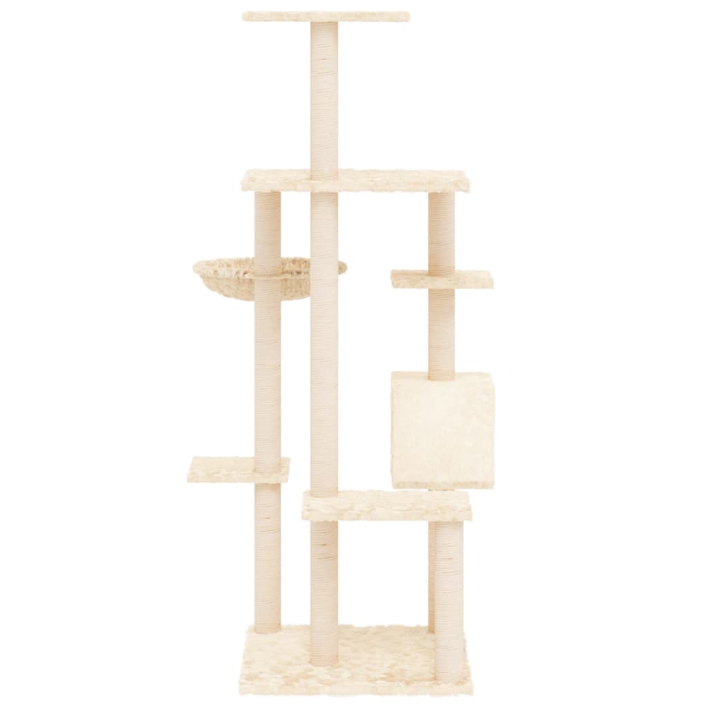 vidaXL Cat Tree with Sisal Scratching Posts Cream 142 cm