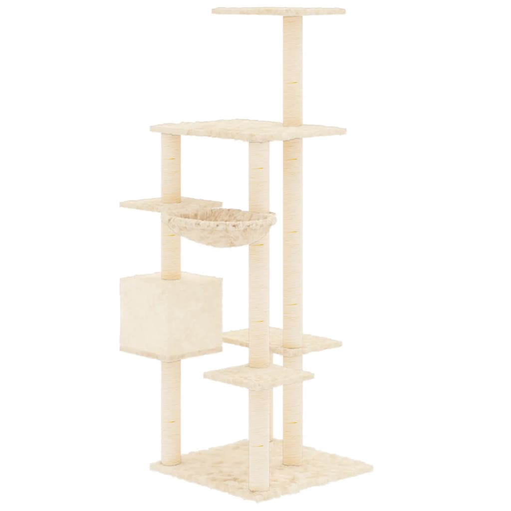 vidaXL Cat Tree with Sisal Scratching Posts Cream 142 cm