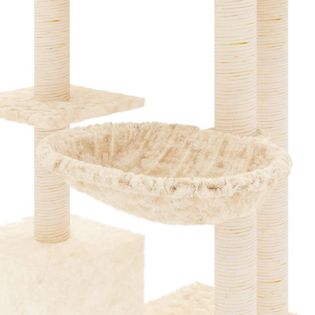 vidaXL Cat Tree with Sisal Scratching Posts Cream 142 cm