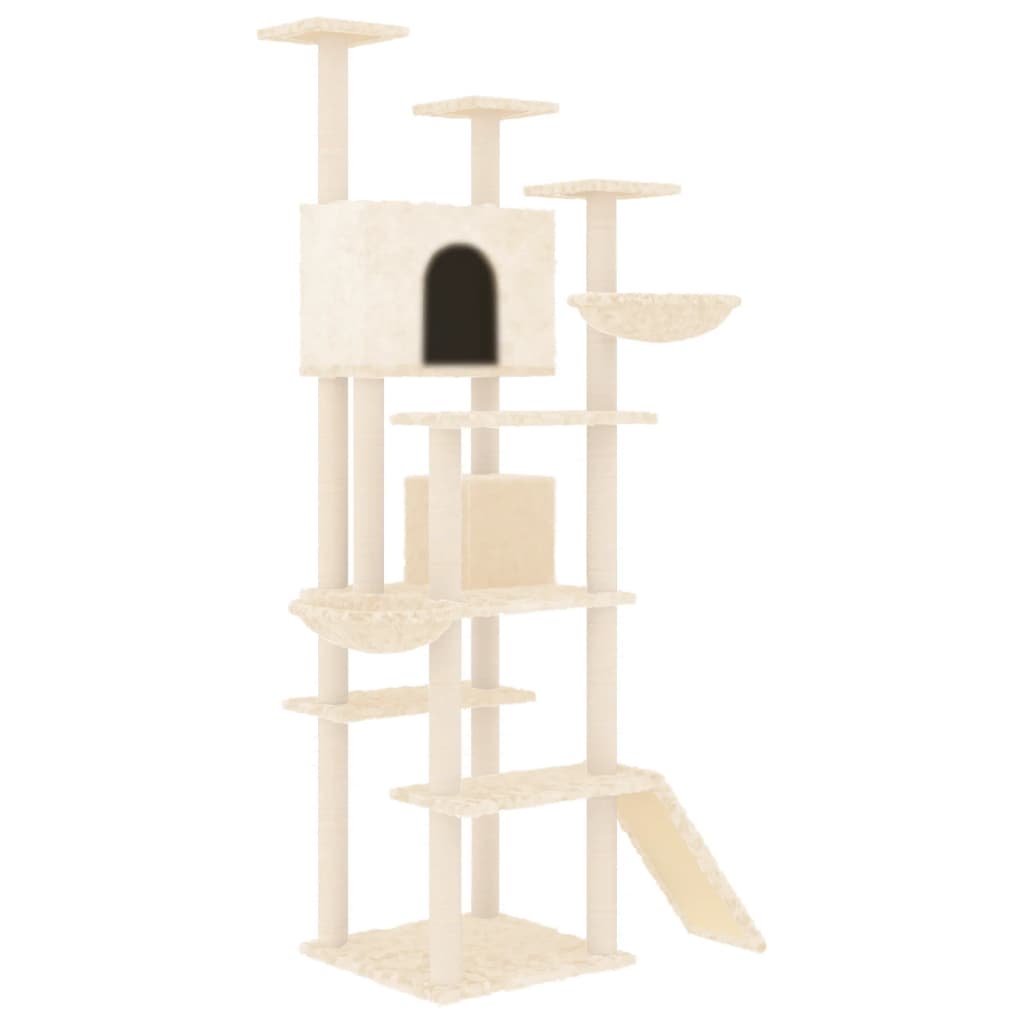 vidaXL Cat Tree with Sisal Scratching Posts Cream 191 cm