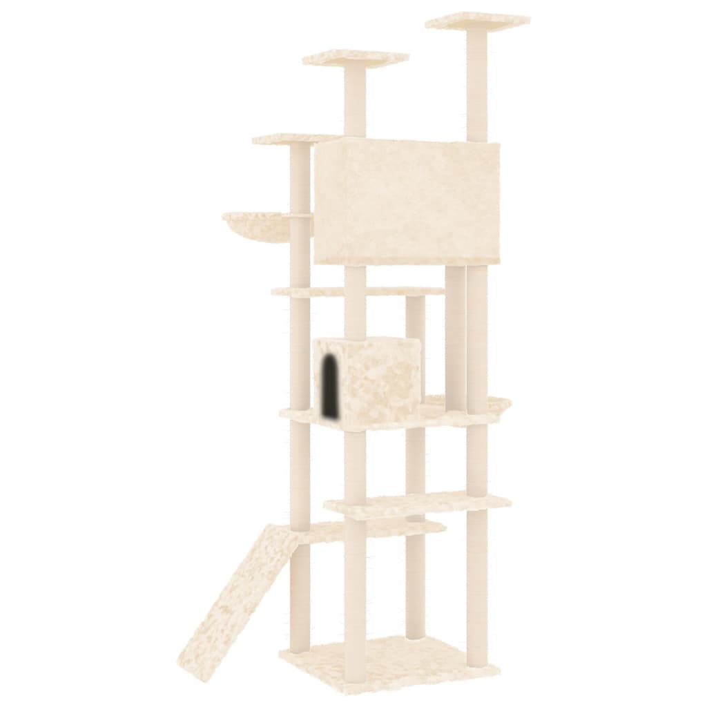 vidaXL Cat Tree with Sisal Scratching Posts Cream 191 cm