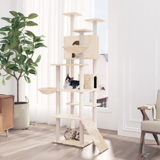 vidaXL Cat Tree with Sisal Scratching Posts Cream 191 cm