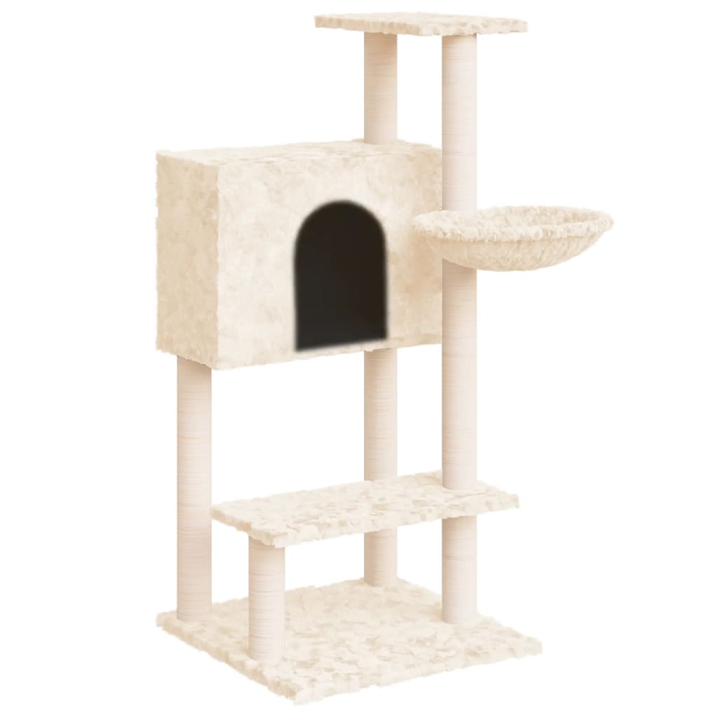 Cat Tree with Sisal Scratching Posts Cream 108.5 cm