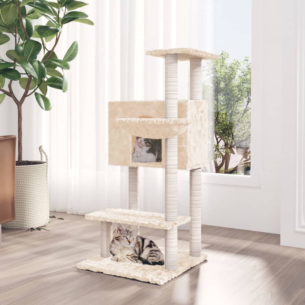 Cat Tree with Sisal Scratching Posts Cream 108.5 cm