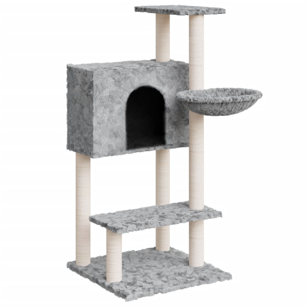 Cat Tree with Sisal Scratching Posts Light Grey 108.5 cm