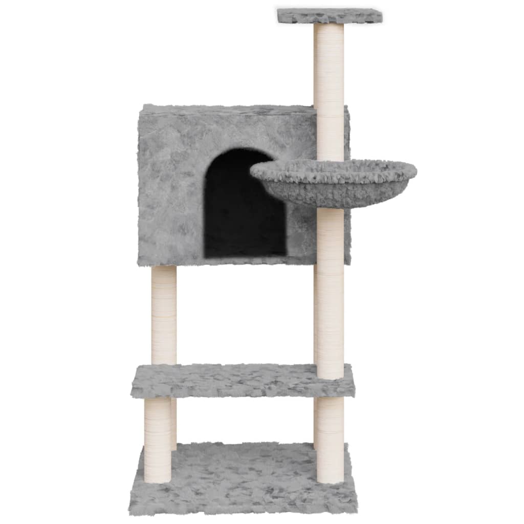 Cat Tree with Sisal Scratching Posts Light Grey 108.5 cm