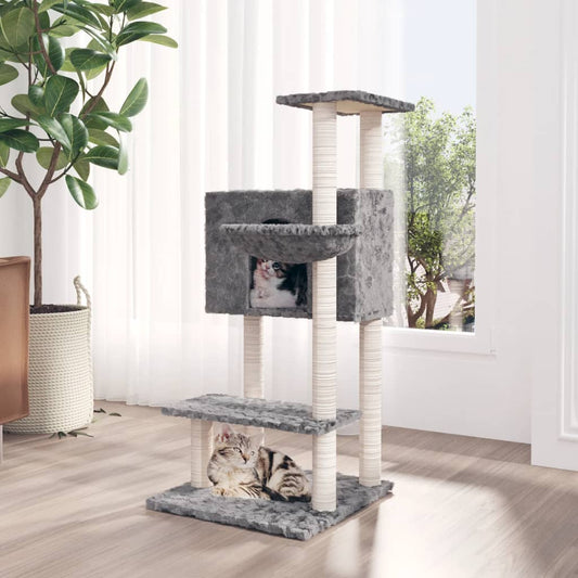 Cat Tree with Sisal Scratching Posts Light Grey 108.5 cm