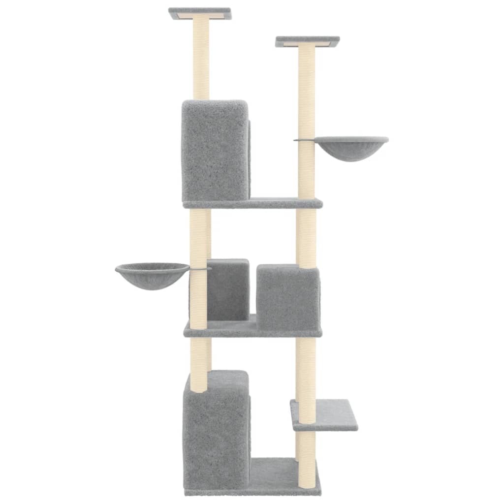 vidaXL Cat Tree with Sisal Scratching Posts Light Grey 180 cm