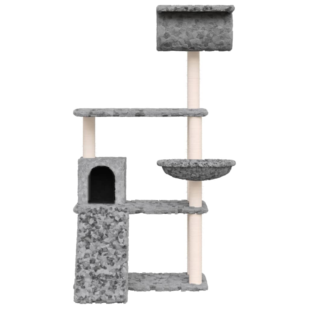 vidaXL Cat Tree with Sisal Scratching Posts Light Grey 131 cm