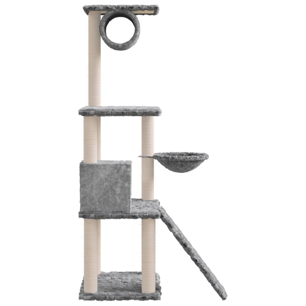 vidaXL Cat Tree with Sisal Scratching Posts Light Grey 131 cm