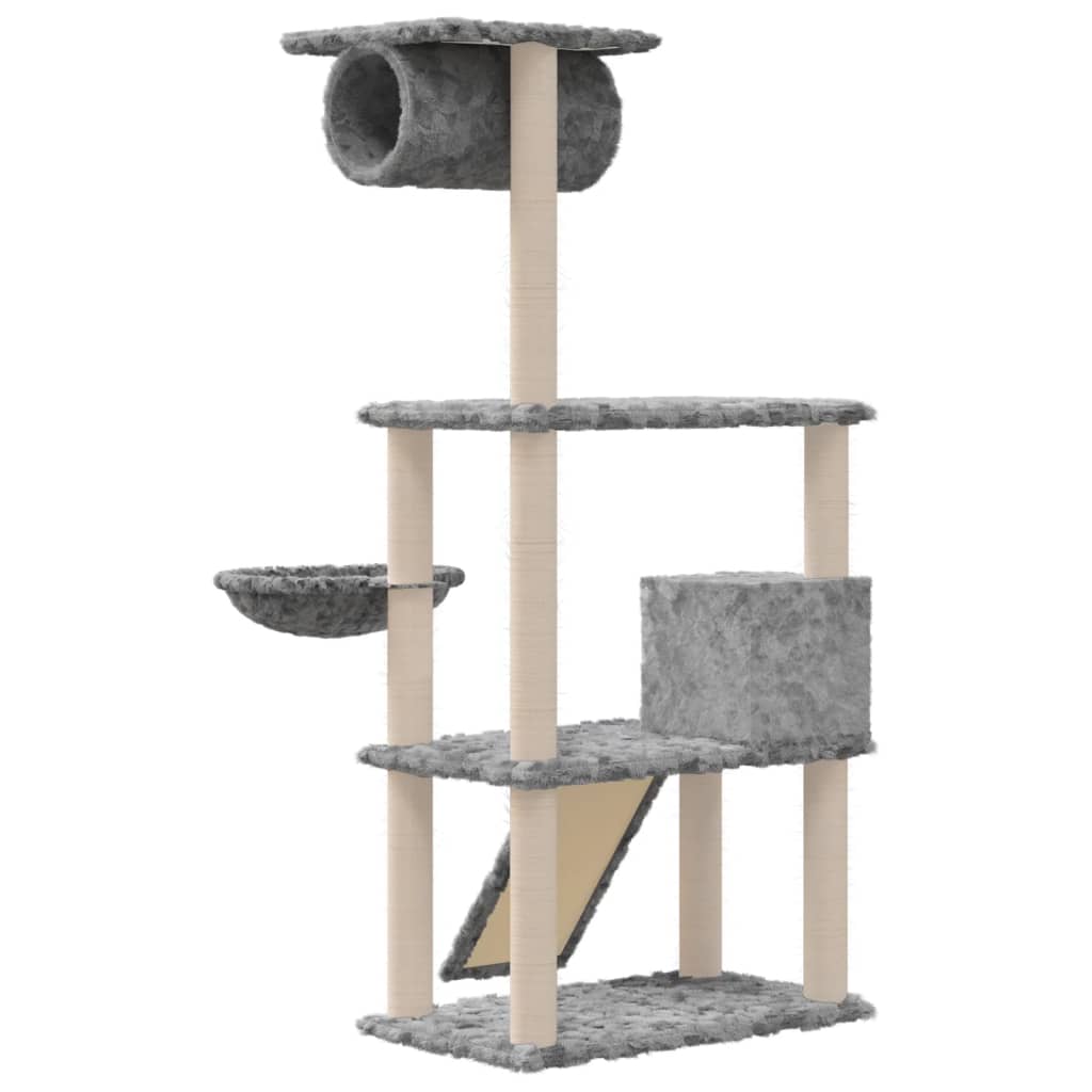 vidaXL Cat Tree with Sisal Scratching Posts Light Grey 131 cm