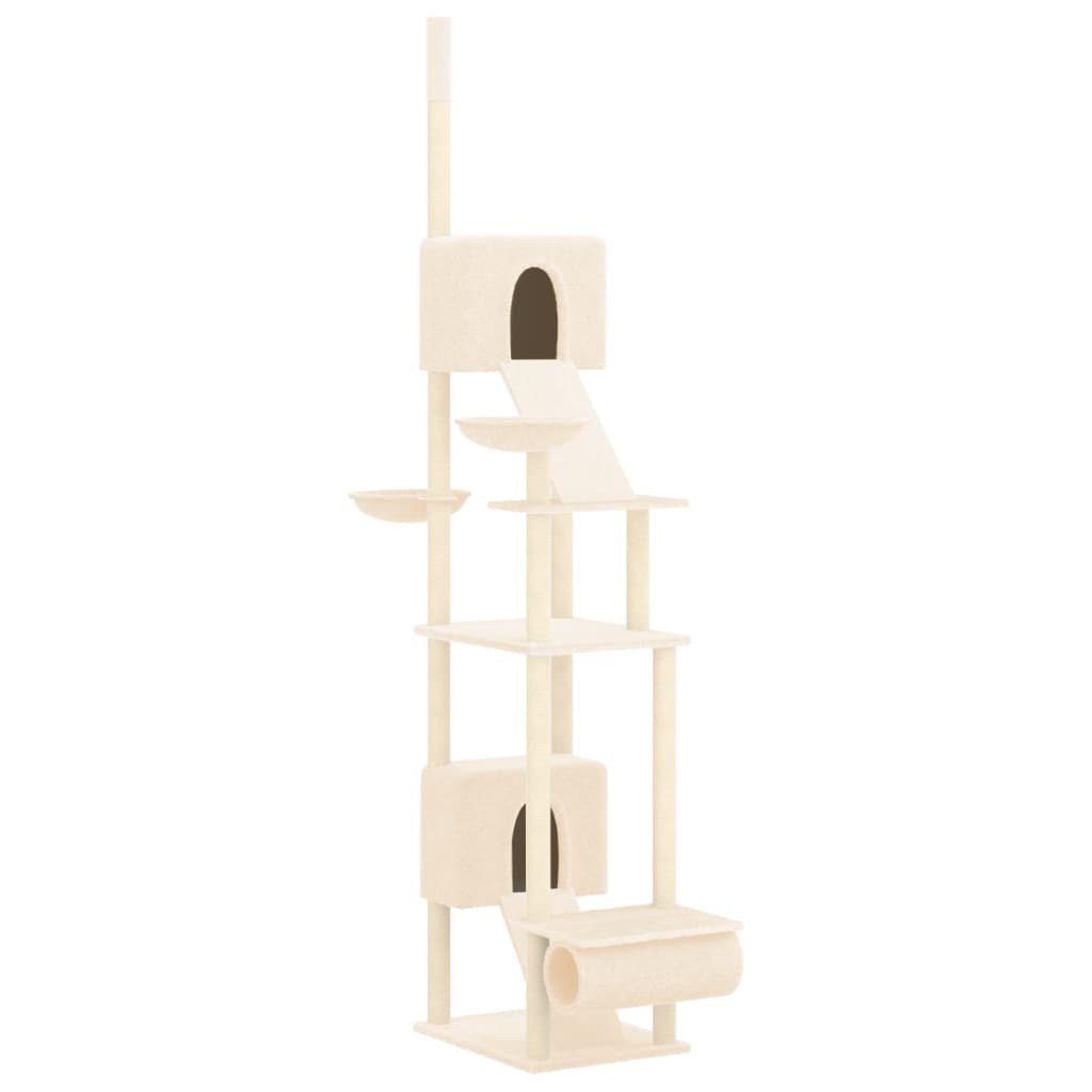 vidaXL Floor to Ceiling Cat Tree Cream 277-303 cm