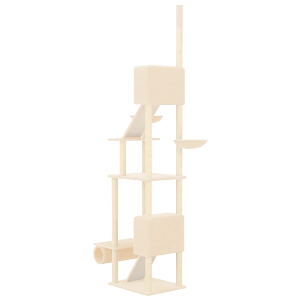 vidaXL Floor to Ceiling Cat Tree Cream 277-303 cm