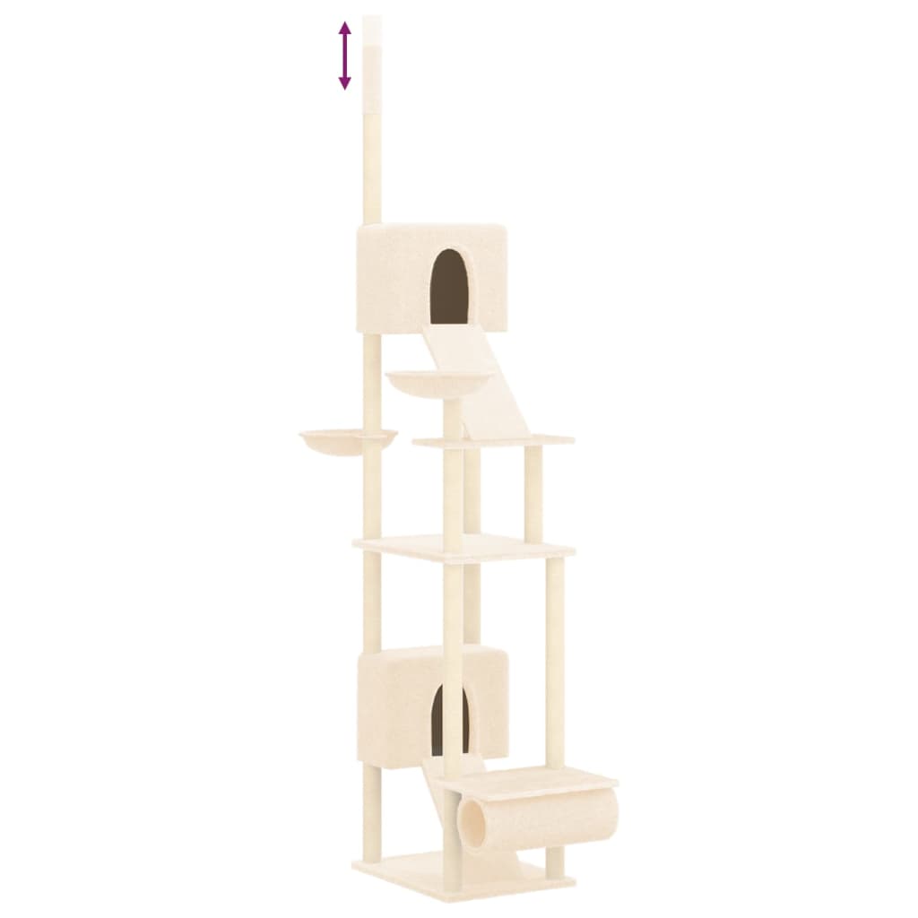 vidaXL Floor to Ceiling Cat Tree Cream 277-303 cm