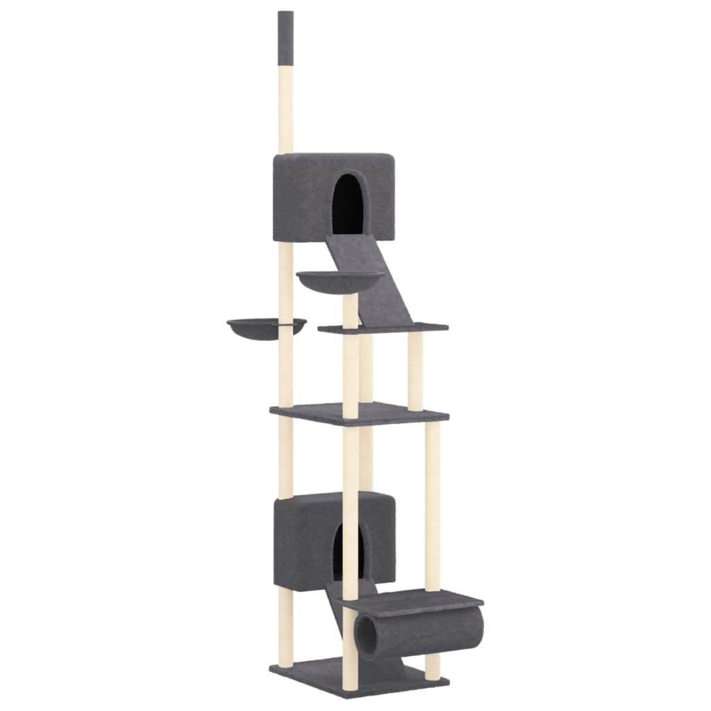 vidaXL Floor to Ceiling Cat Tree Dark Grey 277-303 cm