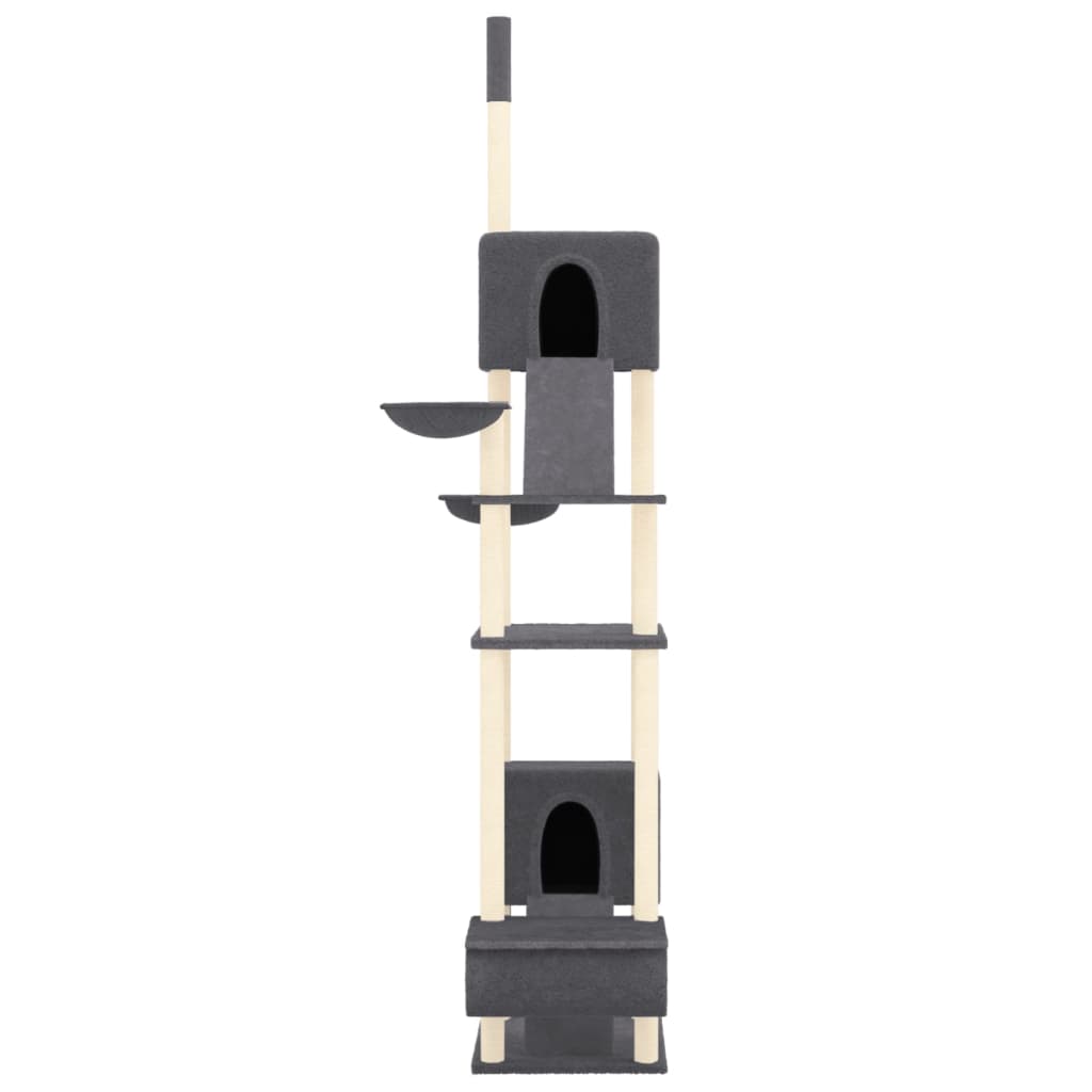 vidaXL Floor to Ceiling Cat Tree Dark Grey 277-303 cm