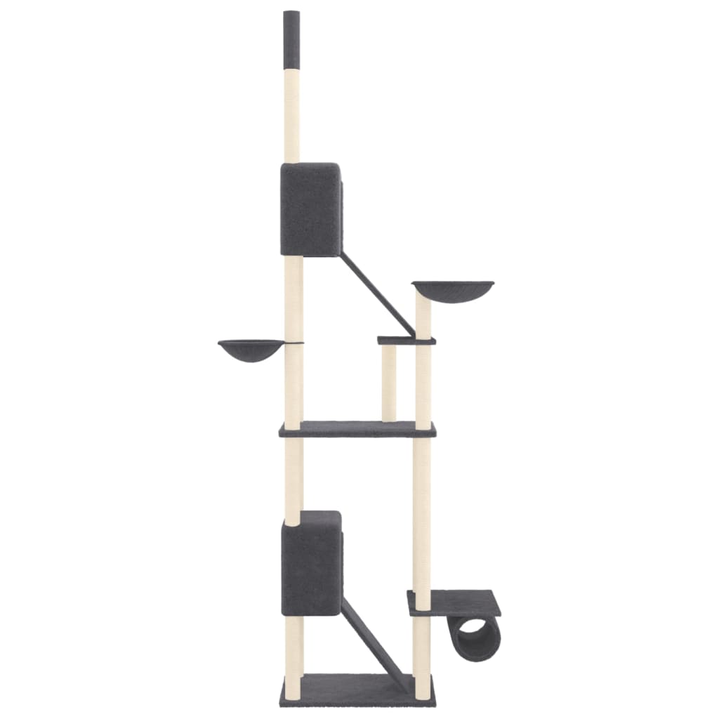 vidaXL Floor to Ceiling Cat Tree Dark Grey 277-303 cm