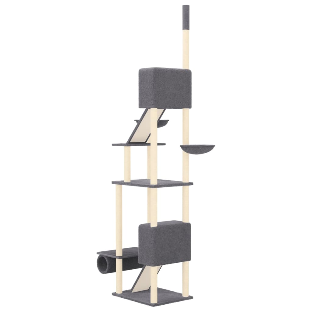 vidaXL Floor to Ceiling Cat Tree Dark Grey 277-303 cm