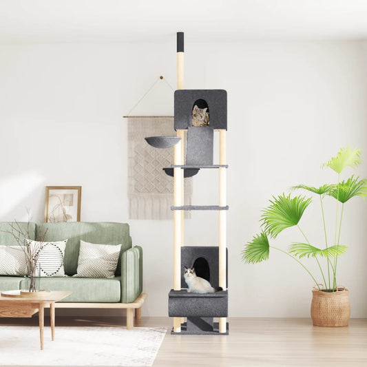 Floor to Ceiling Cat Tree Dark Grey 277-303 cm