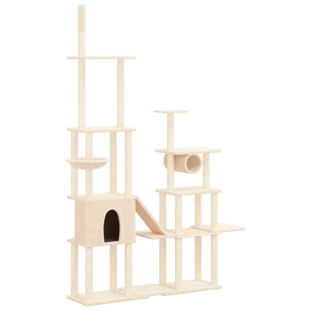 Cat Tree with Sisal Scratching Posts Cream 279 cm