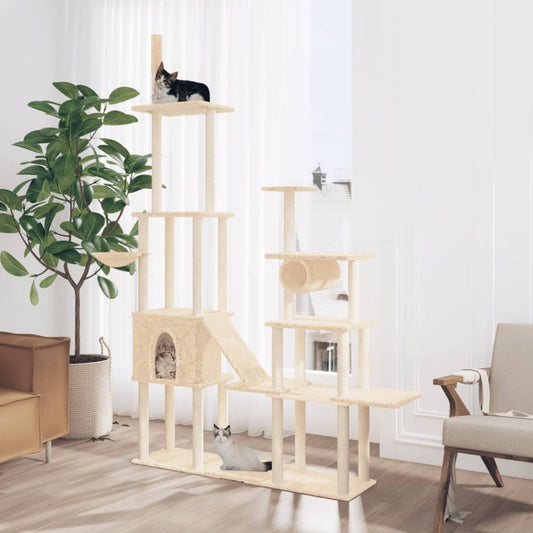 Cat Tree with Sisal Scratching Posts Cream 279 cm