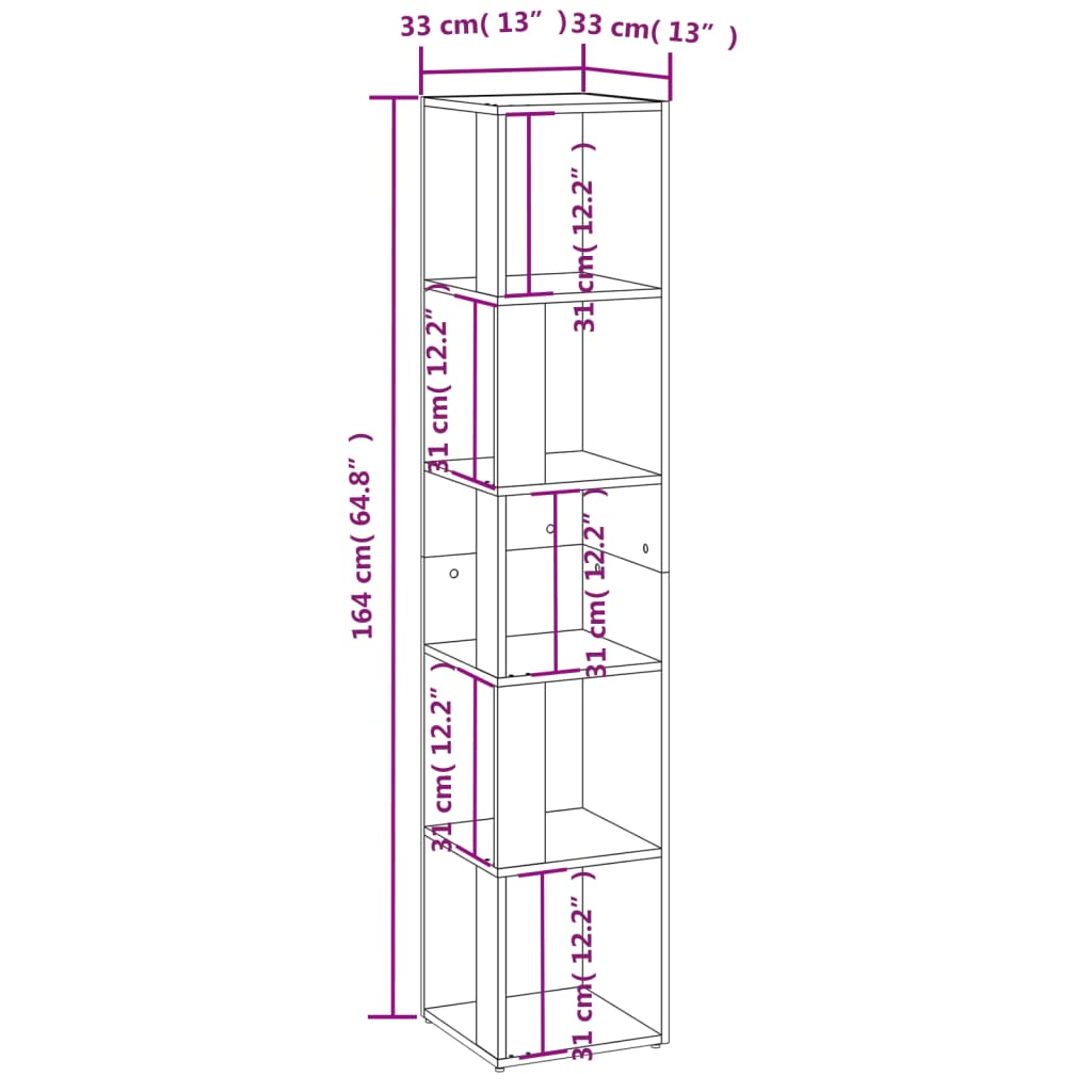 Corner Cabinet Grey Sonoma 33x33x164,5 cm Engineered Wood