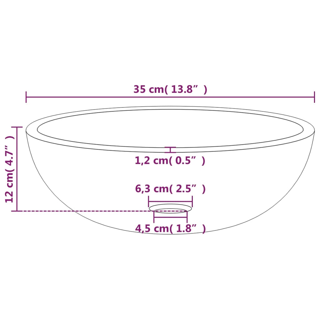 vidaXL Basin Tempered Glass 35x12 cm Transparent