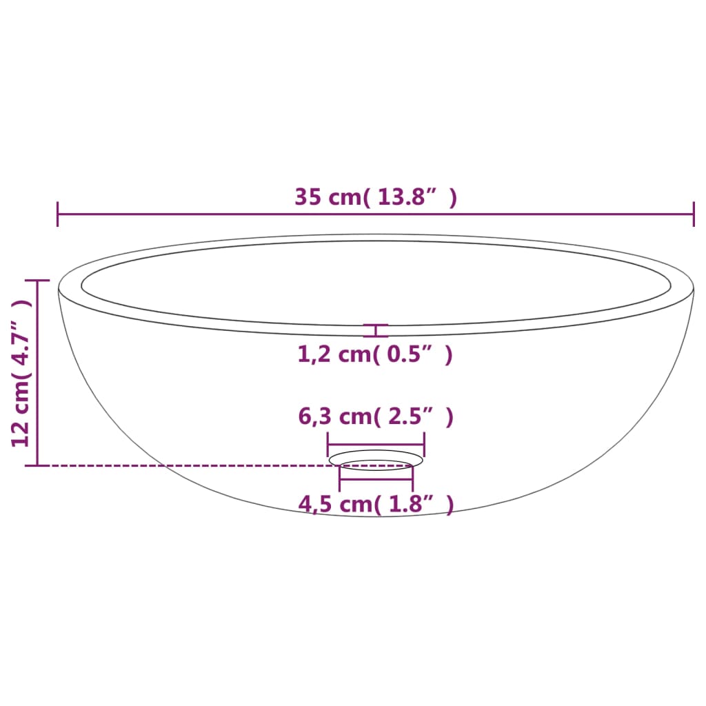 vidaXL Basin Tempered Glass 35x12 cm Frosted