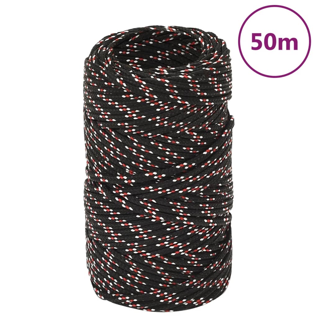 vidaXL Boat Rope Black 2 mm 50 m Polypropylene