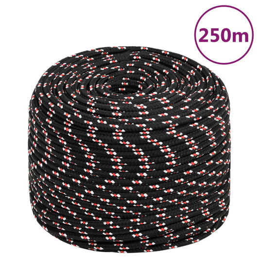 vidaXL Boat Rope Black 6 mm 250 m Polypropylene