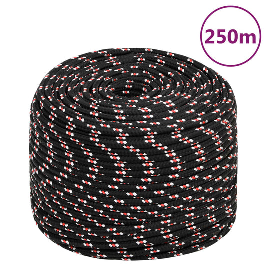 vidaXL Boat Rope Black 8 mm 250 m Polypropylene