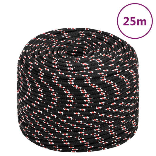 vidaXL Boat Rope Black 10 mm 25 m Polypropylene