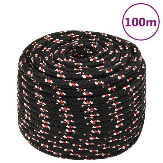 vidaXL Boat Rope Black 14 mm 100 m Polypropylene