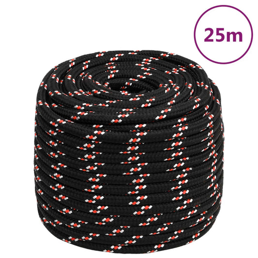 vidaXL Boat Rope Black 18 mm 25 m Polypropylene